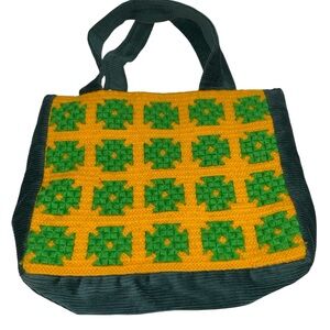 * Handmade Yellow and Green Crochet Tote Bag